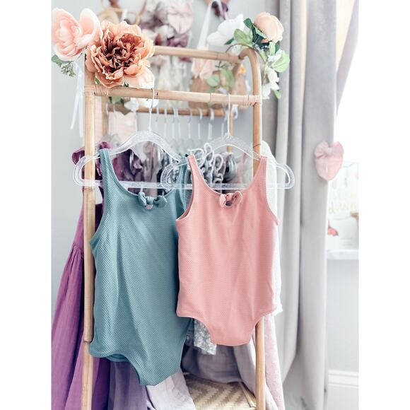 Mauve + Forest Muted Minimalist Retro Swimsuit Lot 3/4 - Picture 1 of 6